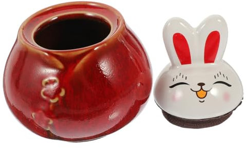 Holibanna Tarro de Cerámico Tapa Diseño de Conejo Gran Capacidad Contenedor para Bote Decorativo para Cocina para y Dulces