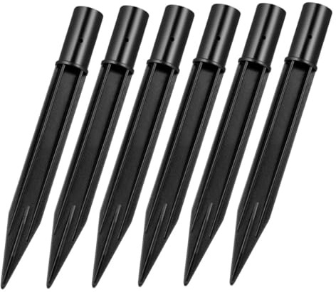 Milisten Lot de 6 Piquets Noirs en Abs pour Lampes Solaires de Jardin Extérieur, Installation Facile et Réutilisable, pour Remplacer Vos Piquets Lumineux