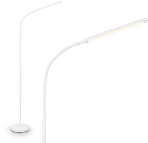 BRILONER - LED Stehlampe mit Touch, dimmbar, Speicherfunktion, Leselampe, Wohnzimmerlampe, Schlafzimmer Deko, Deckenfluter, Standleuchte, Stehleuchte, 21 x 170 cm, Weiß