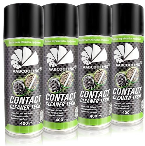 AABCOOLING Contact Cleaner Pack de 4x400 ml - Spray Limpiador Profesional de Contactos Eléctricos, Elimina Grasa, Polvo y Humedad, Secado Rápido, Protege contra la Corrosión