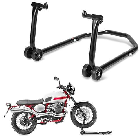 Peviasot Supporto per moto, sollevatore per moto anteriore con doppie ruote, montaggio a larghezza regolabile per moto fino a 300 kg, stabilità (Nero)