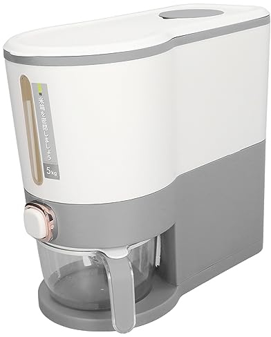Omabeta Risdispenser Livsmedelsklassad Högtemperaturbeständig Förseglad Spannmålsförvaring för Hemmabruk 1 X Rishink (Liten ljusgrå)