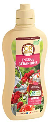 OR BRUN Engrais Géraniums - 1L - Fortifie Les Géraniums & Améliore La Floraison - Fabriqué En France - Utilisable En Agriculture Biologique OBRECLGERA1