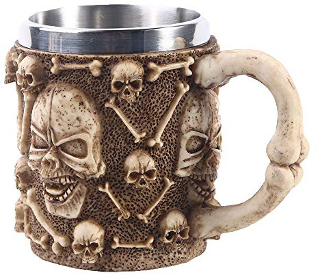 VOANZO Tazza da caffè con Teschio in Metallo con Manico Boccale da Birra con Teschio per Uomo Regalo per la Festa del papà