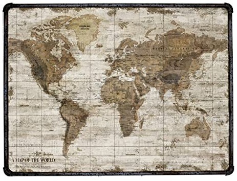 Quadro Stile Industriale - Cornice in Metallo - Canvas Stampato su Tela - Misura 60 x 80 cm - (Mappamondo Chiaro)