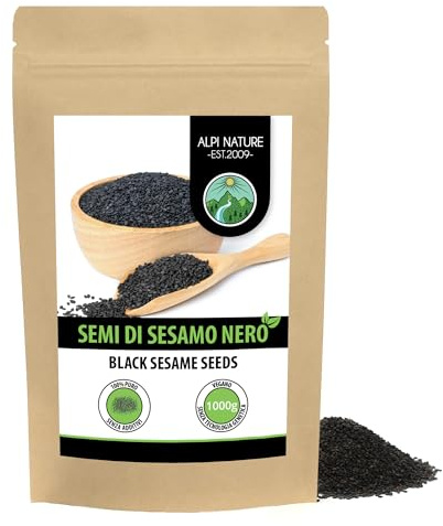 Alpi Nature Black Sesame Seeds 1kg 2.2 lb, Raw Black Sesame Seeds for Cooking and Baking