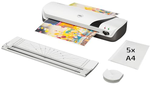 GBC Inspire+ 4-in-1 Set mit A4-Laminiergerät, Papierschneider und Eckenrunder, inkl. Starterkit mit Laminierfolien, Für 75 bis 125 mic Laminierfolien, Laminiergerät in Weiß (4410034)