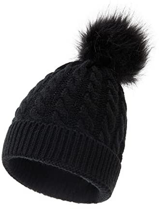 HANXIULIN Varm vintermössa söta barnmössor baby beanie mössa set småbarn stickad mössa hatt pojkar flickor och baby vinter beanie stickad tjock skidmössa 3–15 år, svart, En Storlek