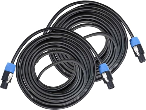 Pronomic pro-line BOXSP2-25 högtalarkabel 2 x 2,5 mm² – 1 par professionella boxkablar för DJ & PA – Längd: 25 m – kontakt: 2-polig speakon-kompatibel – spännhylsor, dragavlastning – svart