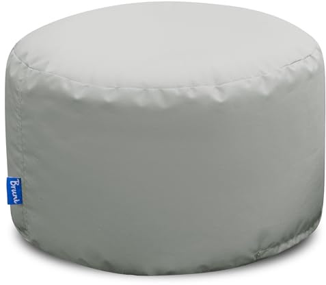 Bruni Pouf Sittpall L i stengrå – rund sittpuff, inomhus och utomhus lämplig som fotpall, yogasittkudde, meditationskudde, tillverkad i Tyskland
