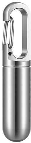 Muuoeou Bouteille Médicaine Portable Acier Inoxydable Médicament Bouteille Porte-clés Boîte Contenant Étanche Boîte à Médicaments Porte-clés Durable Facile à Utiliser Argent