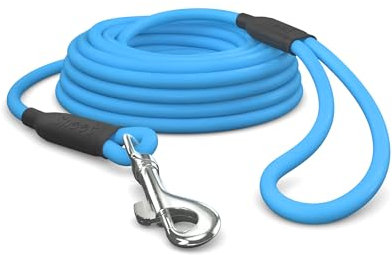 5m Schleppleine Hunde, Wasserfeste Hundeleine Rundleine mit Handschlaufe, Robuste Freilauf-Trainingsleine Cyan-Blau, bis 35kg