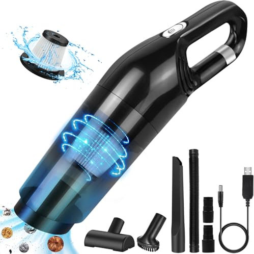 Handstaubsauger, Akku Autostaubsauger, Kabelloser Auto-Staubsauger, Leistungsstarker Handsauger Auto mit Waschbar HEPA-Filter, 9000PA Wiederaufladbarer Handstaubsauger für Auto Büro Zuhause Küche