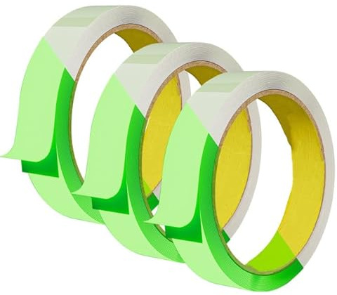 SNONESIY 3 Stück Fluoreszierendes Klebeband,Leuchtstreifen Selbstklebend,Gekennzeichnet mit Leuchtklebeband,Selbstklebend Leuchtendes Klebeband,für Treppen,Wände,Ausgänge (Grün,1 CM * 5 M)