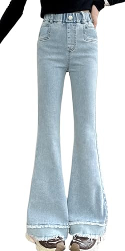 SEAUR Jeans à Pattes d'éléphant Fille 5-14 Ans Jean Évasé Fille Mode Pantalon Denim Évasé Enfant Fille Vintage