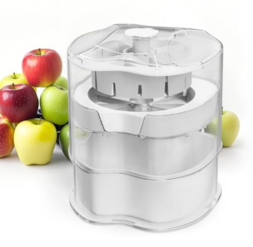 NEW Professional Apple Slicer and Corer 6.42in- Stainless Steel Apple Cutter with 12 Slices, Heavy Duty Design for Large Apples, Thin Slices, Compatible with Pears and Other Fruits（White）