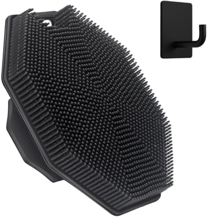 BEMDIZ Body Scrubber & Storage Hook Set, Silicone Body Scrubber for Shower – Back & Skin Exfoliator Brush for Women & Men – Loofah Alternative – Reusable Silicone Bath Brush