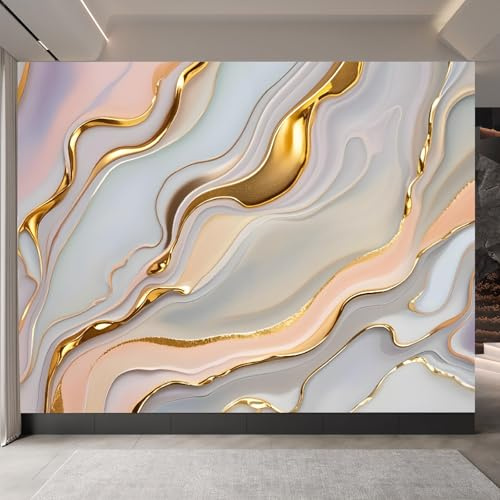 carta da parati camera da letto 250x420cm Strisce Di Marmo Oro carta da parati tessuto non tessuto Decorazione 3D su tela pittorica, senza interruzioni, per la parete principale della casa EB24-265