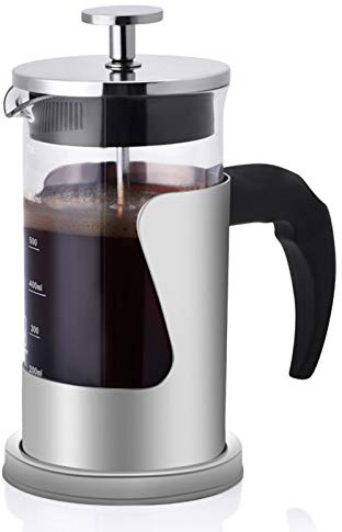 WPKD BLUEIY Caffettiera francese in acciaio inox 304 e vetro resistente al calore, 350 ml, caffettiera compatta per la preparazione, ideale per uso domestico o in ufficio