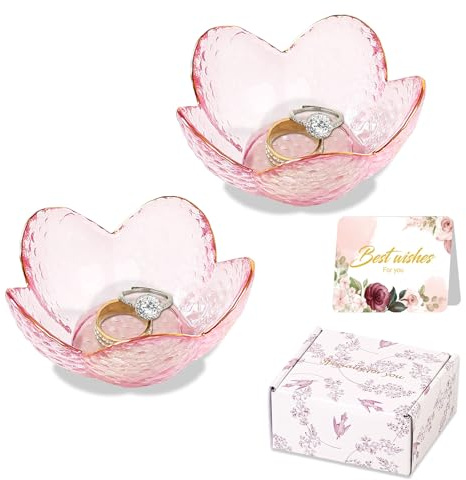 Gifts For Women Trinket Dish Unique Birthday New Home Gifts For Women Her Jewellery Tray Cute Room Decor Aesthetic Bedroom Accessories Ring Dish Holders Small Friendship Christmas Gifts Pink (2 pcs)