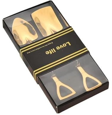 Golden Shovel Spoons for Desserts Coffee Tea Shovel Spoon Set Grapefruit Spoons Set of 2 Flat Watertermelon Ice Cream Spoons Gifts for Ice Cream Lovers House Warming Gifts for New Home Couples