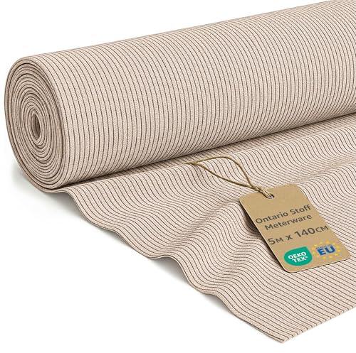 Tessuti in velluto e Stoffe a Metraggio per Divani Tappezzeria - 5 m x 140 cm Tessuto Antigraffio al Metro per Rivestimento Divano Stoffa Professionale Oeko-Tex Beige