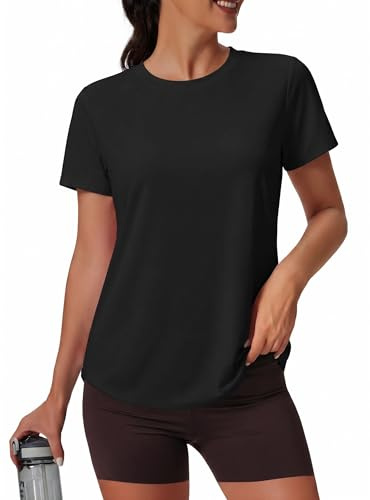 PINSPARK Women's Gym Tops Short Sleeve Running Yoga Sports Shirts UPF 50+ Protection Shirt Quick Dry Breathable T-Shirt