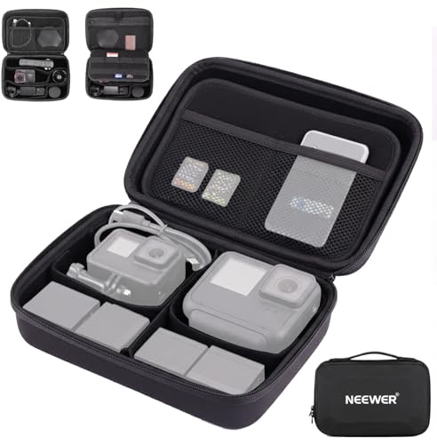NEEWER Custodia da Trasporto per Action Cam e Accessori, Borsa Protettiva Antispruzzo con Divisori DIY e Tasche a Rete Compatibile con GoPro DJI Osmo 360 Action 5 Pro Pocket 3 NEEWER Obiettivo, PB27