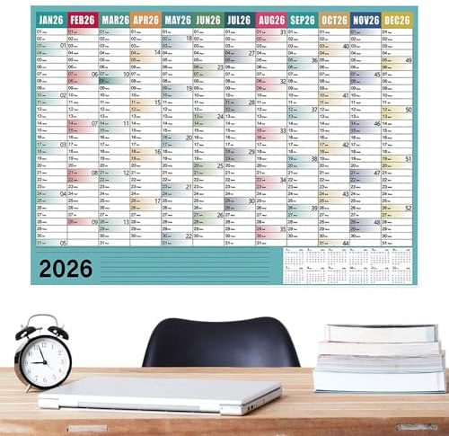 Kalender 2026 74 x 51 cm Planeringsanteckningsbok med Tipsmärkningar