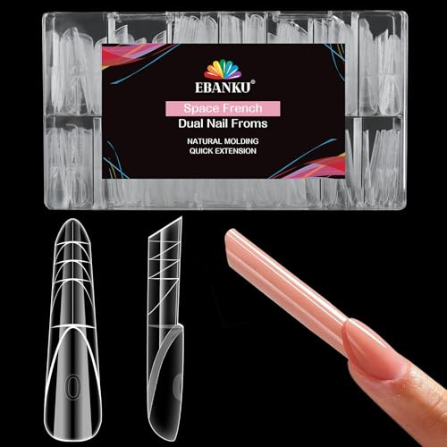 EBANKU 150PCS 3D Reverse French Dual Form, Magic Caps Zone French Nail Dual Form Kit Per Estensione Rapida Delle Unghie Casa o Salone(Stiletto)