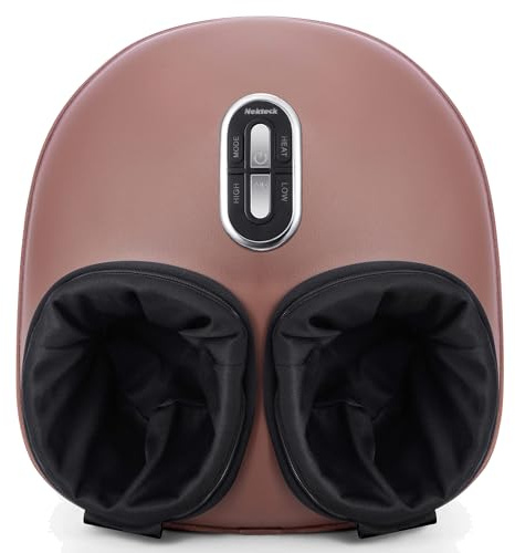 Nekteck Foot Massager with Heat, Shiatsu Feet Massage Machine Deep Kneading, Air Compression, Improve Blood Circulation and Foot Wellness,Relax for Home Office Use (Brown)