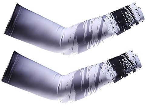 MoreChioce Manicotti in Seta di Ghiaccio, Manicotti di Protezione UV Braccio Manicotti Raffreddamento Unisex Copribraccio in Seta di Ghiaccio Antiscivolo per bici Pesca Guida,Nero sfumato,L(28-30cm)