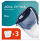 Aqua Optima Oria Water Filter Jug & 3 x 30 Day Evolve+ Filter Cartridge, 2.8 Litre Capacity, for Reduction of Microplastics, Chlorine, Limescale and Impurities, Blue