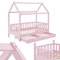 Juskys Kinderbett Marli 90 x 200 cm mit Matratze, Bettkasten, Rausfallschutz, Lattenrost & Dach - Massivholz Hausbett für Kinder - Bett in Rosa