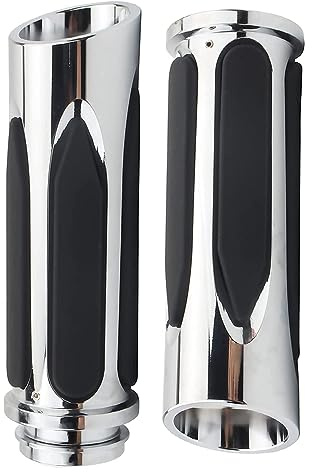 MASO 2 empuñaduras de manillar de 2,5 cm/1,0 pulgadas, estables antideslizantes, compatibles con modelos Harley, cromado+negro