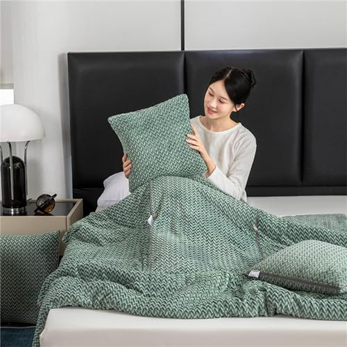 Hixingo Reisedecke und Kissen 2 in 1, Reisedecke mit Kissen Set Multifunktionale Reise Decke und Kissen 2 in 1 Weichem Flugzeug Verwandlungskissen für Urlaub, Camping (50 * 50cm,Chic-Grün)