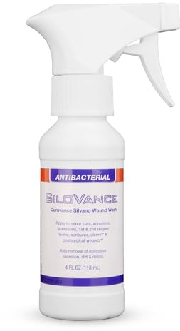 Sterile Silver Wound Wash Spray - Gentle Absorbent Wound Care Spray for Easing Pain - Easy Apply Sterile Wound Wash w/Soothing Formula - Wound Cleanser Spray for Abrasions, Ulcers & Burns (4 FL OZ)