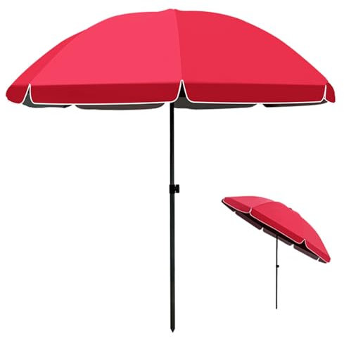 Ouverture Manuelle Inclinable 240cm Parasol de Terrasse, for Restaurant en Extérieur, Café, Piscine, Bar (Color : Rouge, Size : 2.4m/8ft)