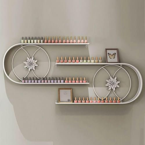 Wandmontiertes Nagellack-Regal mit Metallhalter für ätherische Öle, Flaschen