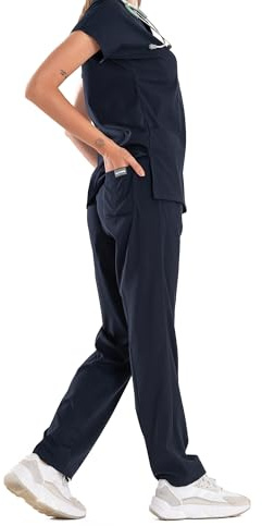 ELLYSHINE Scrub Trousers with Elastic Waistband, Drawstrings, and 4 Pockets (UK, Alpha, XL, Regular, Regular, New Navy)