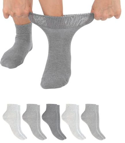 Footstar Calcetines para diabéticos (6 pares) Calcetines sin costuras sin banda elástica para mujeres y hombres, 43-46