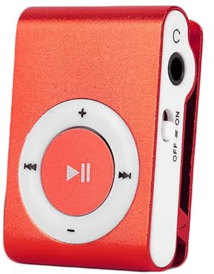 Mini lettore MP3, lettore musicale portatile con slot per schede TF, clip in metallo, ricaricabile tramite USB, leggero, per corsa, palestra, viaggi, per studenti e bambini (rosso)