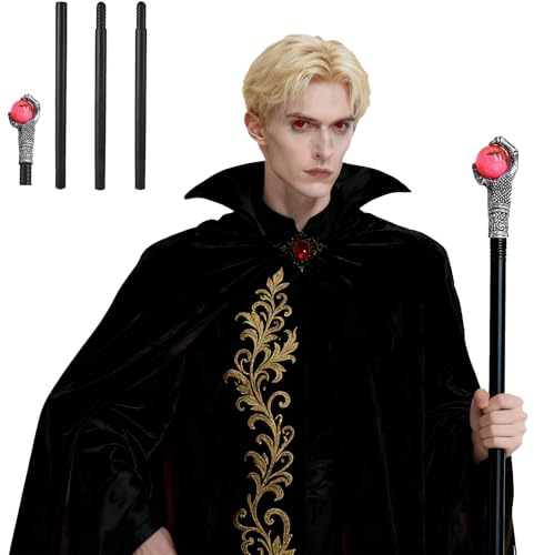 FiveMileBro Scettro Gotico - Bastone da Strega per Bambini, Halloween Bastone da Passeggio Gotico Accessorio Costume, Cosplay Vampiro e Faraone con Bacchetta Magica per Festa (Rosso)