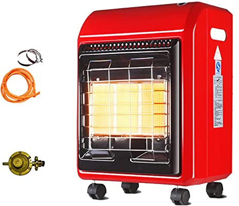 Riscaldatori a risparmio energetico, riscaldatore a gas portatile da 4,2 kW, riscaldatore a gas, mobile per interni, piastra riscaldante in ceramica con ruote, dotato di tubo flessibile e re
