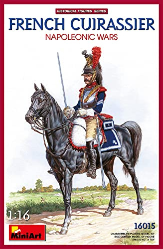Miniart 1:16 Scale French Cuirassier Napoleonic Wars Plastic Model Kit, Blue