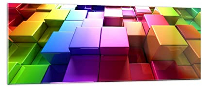 Panorama Bilder auf Glas Abstrakt bunt entwurf muster Glasbild 140x50cm Wandbilder Dekoration Wohnzimmer Schlafzimmer Küche Groß XXL Wanddeko Bild im Glas Wand Kunstdruck Art Modern GAB140x50-2174