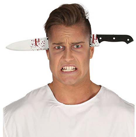 FIESTAS GUIRCA | Diadema Cuchillo Plateado de juguete (35 cm) - Accesorio de Disfraz para Halloween y Fiestas de Terror - Ideal para Adultos y Niños - Diadema de Broma para Asustar - Plata