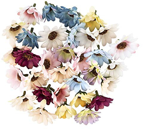 Ideen mit Herz Deko-Blüten, Kunstblumen, Blüten-Köpfe, Verschiedene Sorten, ca. Ø 4-5 cm (Margeriten - bunt - 30 Stück)