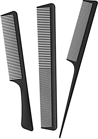 JeoPoom Haarkamm Kamm Set[3 Stück], Friseur Präzisionskamm, Normale Zahnkamm und Doppelzahnkamm, Professioneller HairComb, Starker, Langlebiger, Antistatischer für Männer und Frauen(Schwarz)