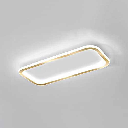 KRIPINC Lampara LED Techo Rectangular Vintage, Plafon LED Techo Rectangular Modernos para Salon Dormitorio Baño (Dorado, Blanco Frío)